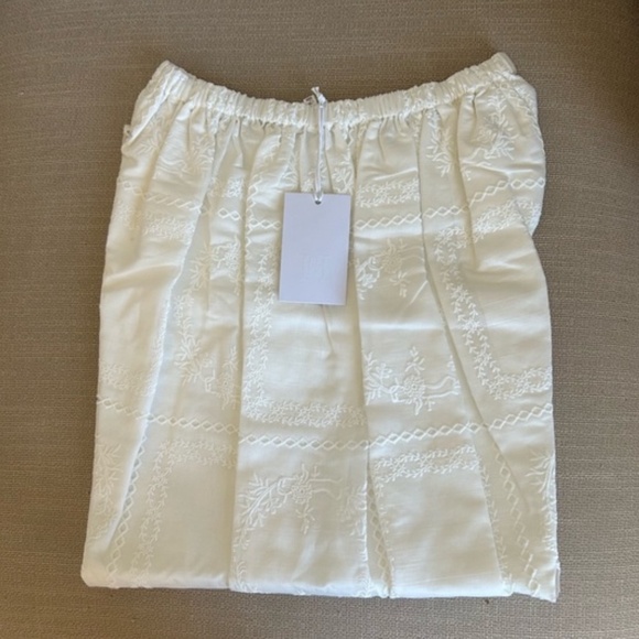 BEST Helsa Revolve Handkerchief Midi Skirt White Sheer Embroidered French Causal - Picture 10 of 15